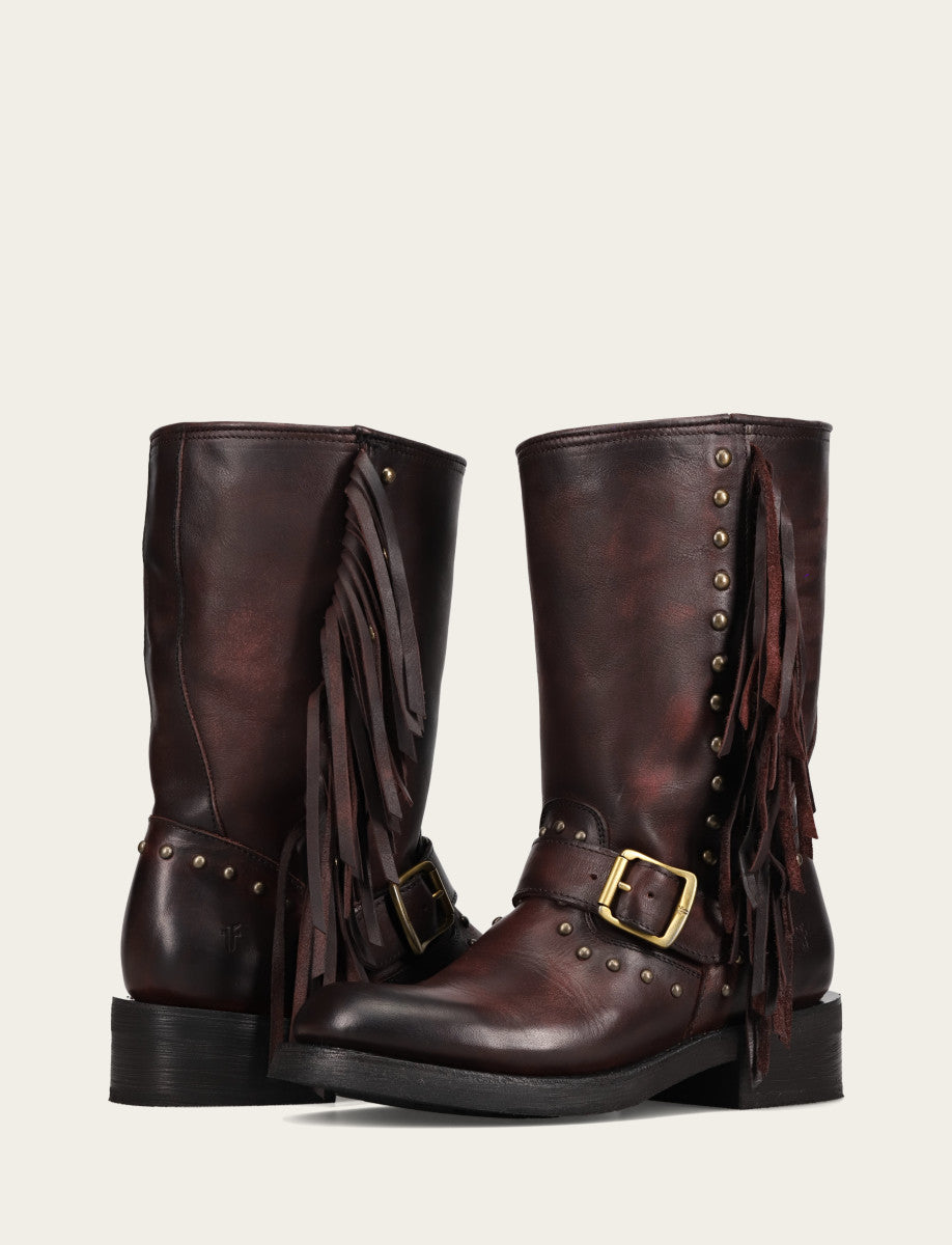 Women's Cherry Lacquer Viv Fringe Engineer Boot | Frye Cherry Lacquer