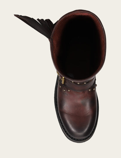 Women's Cherry Lacquer Viv Fringe Engineer Boot | Frye Cherry Lacquer