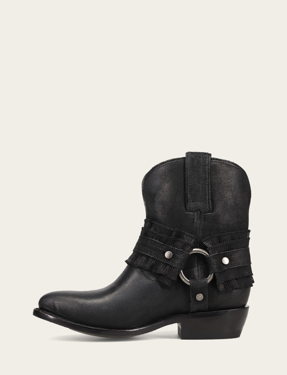 Women's Black Billy Harness Ruffle Boots | Frye Black