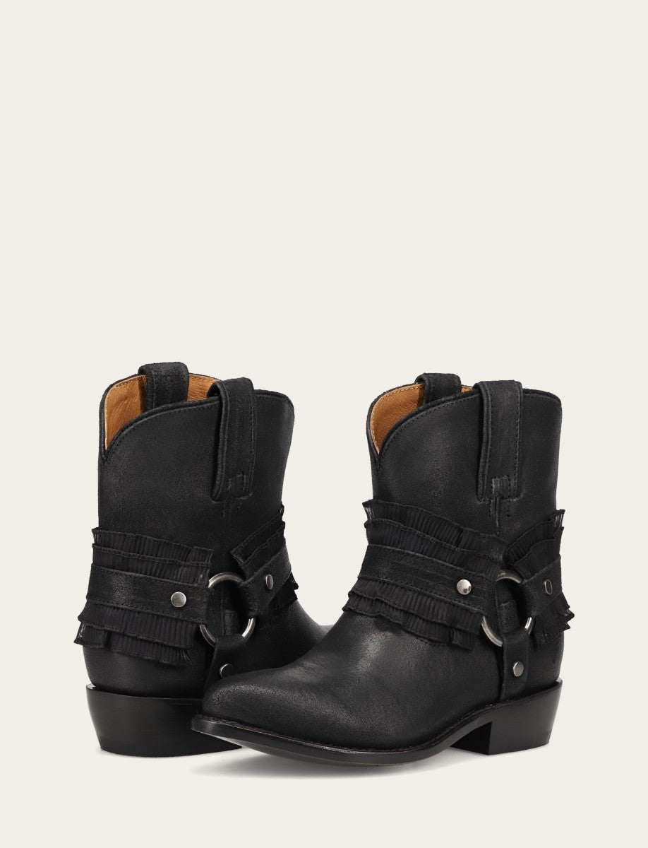 Women's Black Billy Harness Ruffle Boots | Frye Black