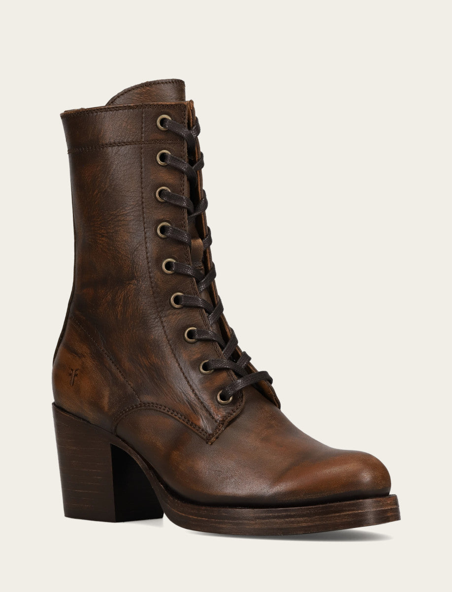 Women's Distressed Dk Brown Jean Lace Up Boot | Frye Distressed Dark Brown