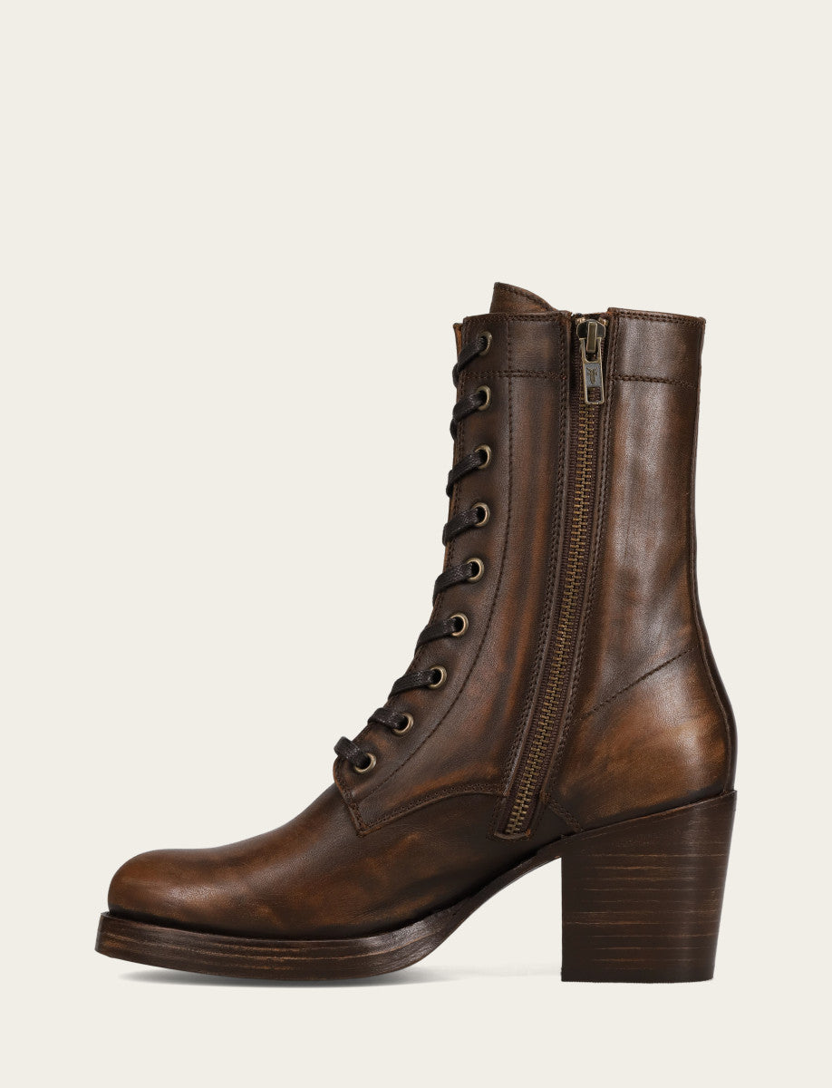 Women's Distressed Dk Brown Jean Lace Up Boot | Frye Distressed Dark Brown
