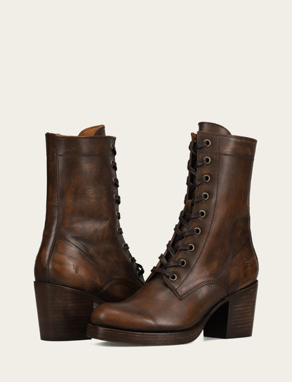 Women's Distressed Dk Brown Jean Lace Up Boot | Frye Distressed Dark Brown