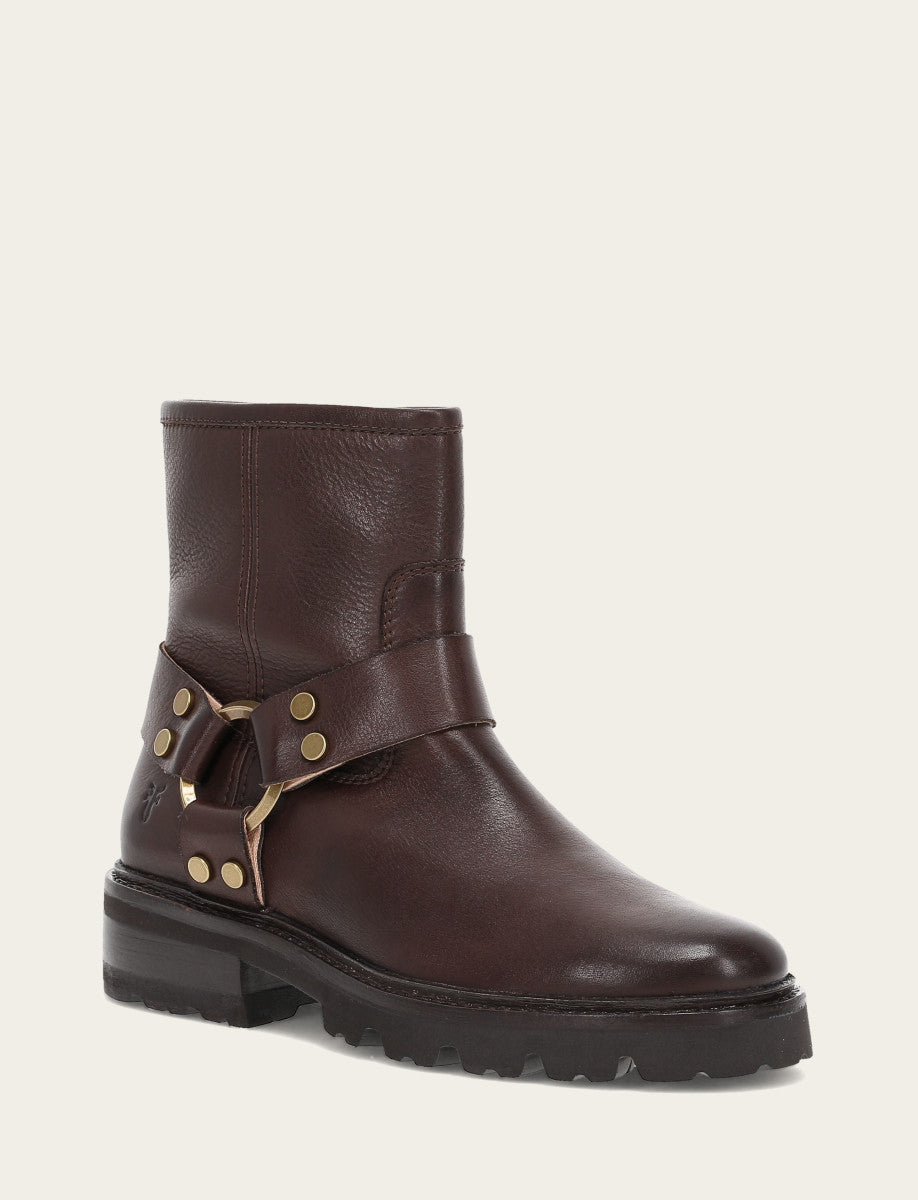 Women's Chocolate Olivia Harness Short Booties | Frye Chocolate