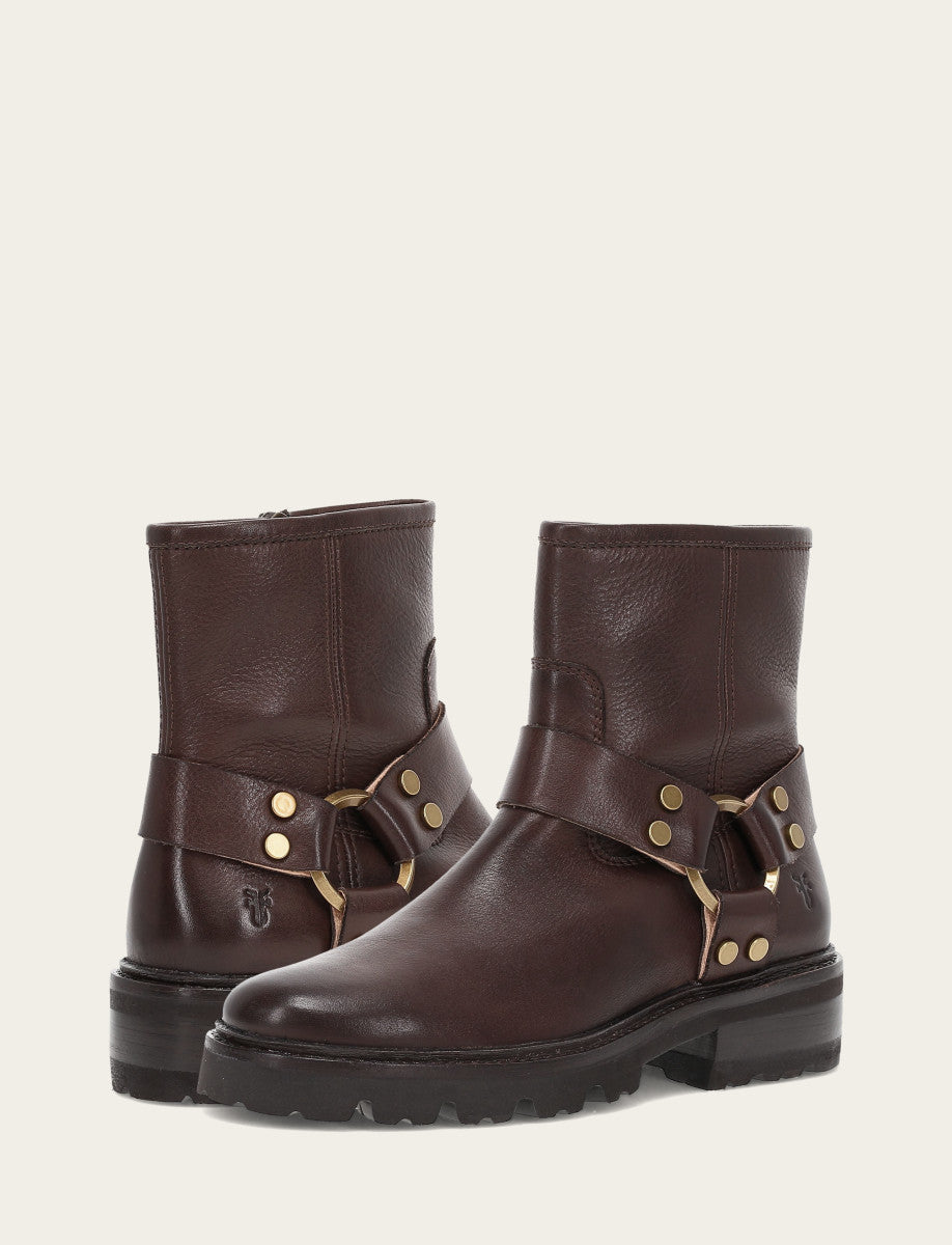 Women's Chocolate Olivia Harness Short Booties | Frye Chocolate
