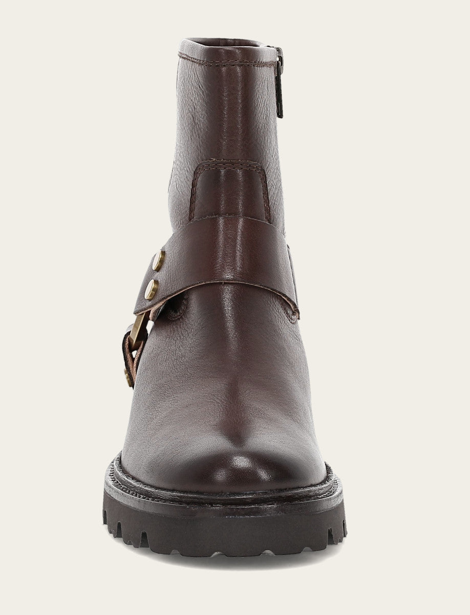 Women's Chocolate Olivia Harness Short Booties | Frye Chocolate