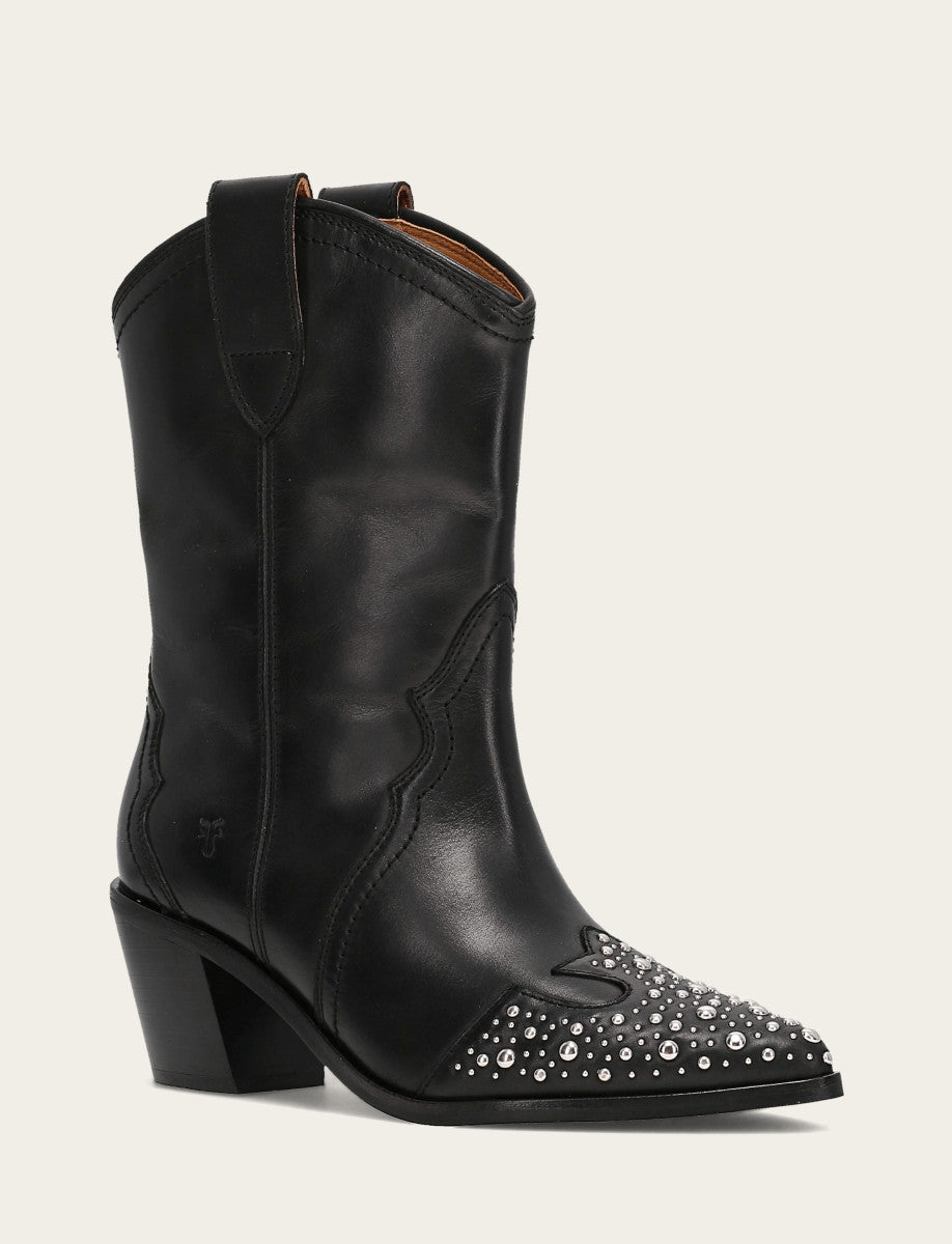 Women's Black Sara Wingtip Stud Boot | Frye Black