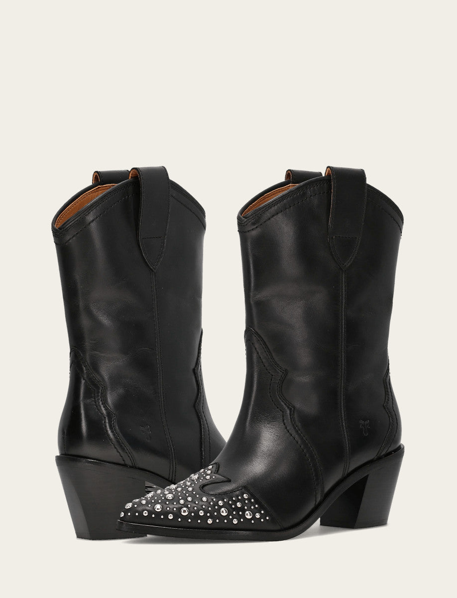Women's Black Sara Wingtip Stud Boot | Frye Black