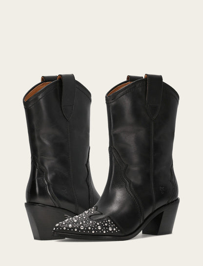 Women's Black Sara Wingtip Stud Boot | Frye Black
