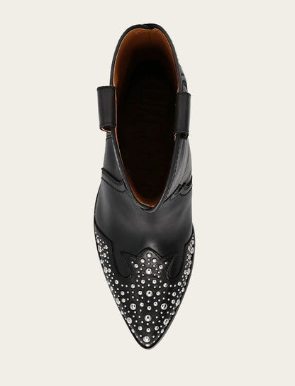 Women's Black Sara Wingtip Stud Boot | Frye Black