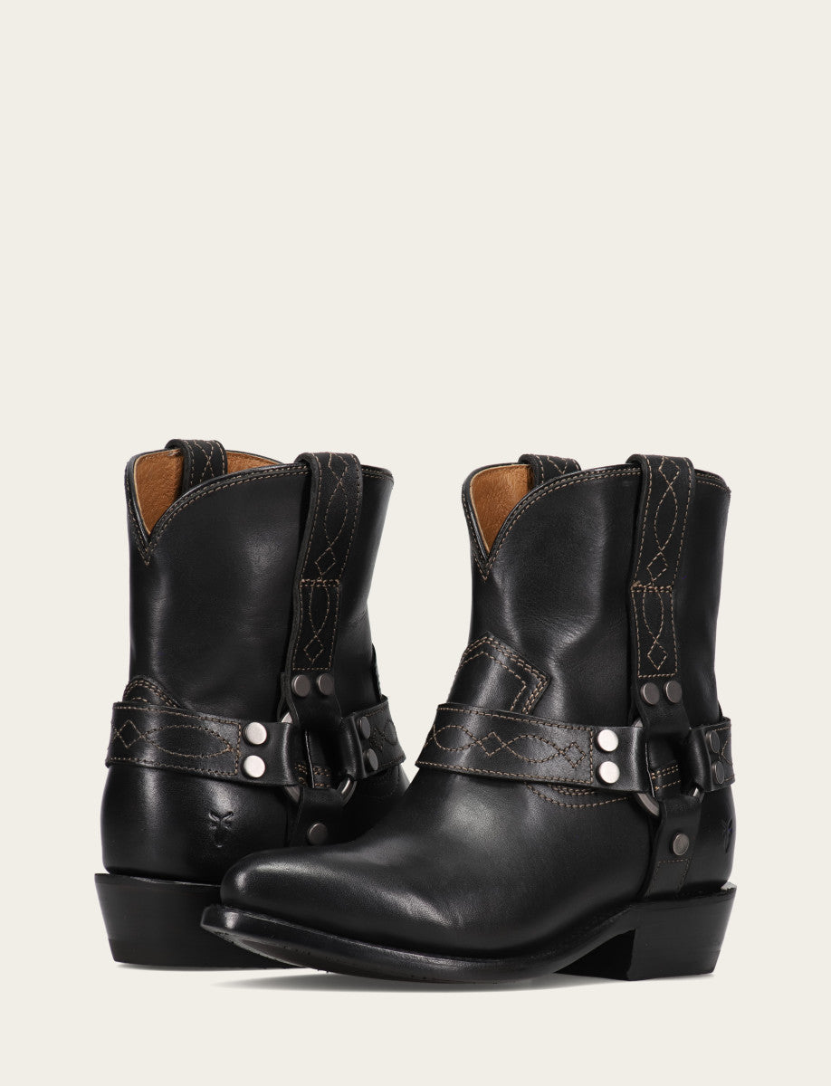 Women's Black Billy Short Harness Booties | Frye Black
