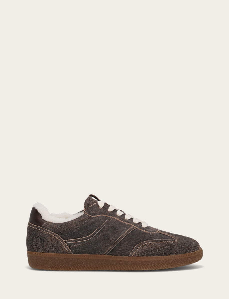 Women's Dark Truffle Milly Low Lace Shearling Sneaker | Frye Dark Truffle