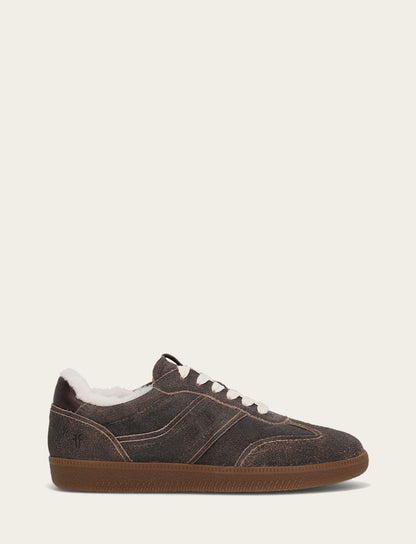 Women's Dark Truffle Milly Low Lace Shearling Sneaker | Frye Dark Truffle