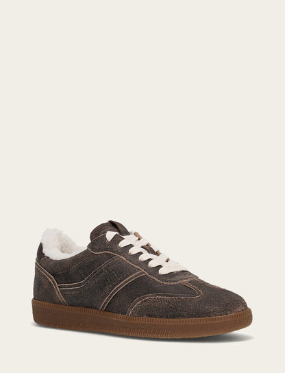 Women's Dark Truffle Milly Low Lace Shearling Sneaker | Frye Dark Truffle