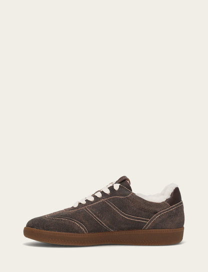 Women's Dark Truffle Milly Low Lace Shearling Sneaker | Frye Dark Truffle