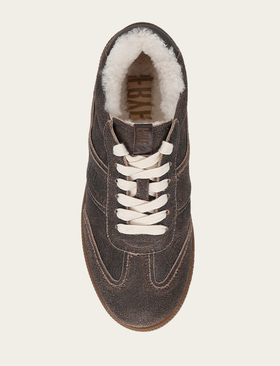 Women's Dark Truffle Milly Low Lace Shearling Sneaker | Frye Dark Truffle