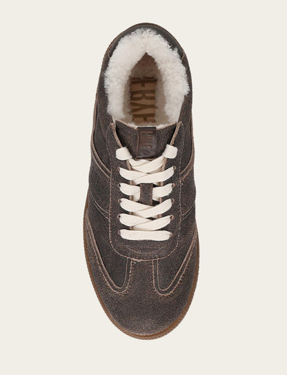 Women's Dark Truffle Milly Low Lace Shearling Sneaker | Frye Dark Truffle