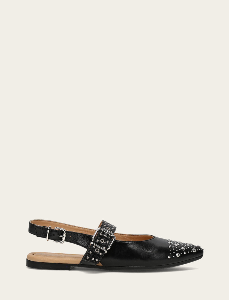 Women's Black Heather Slingback Studded Shoe | Frye Black