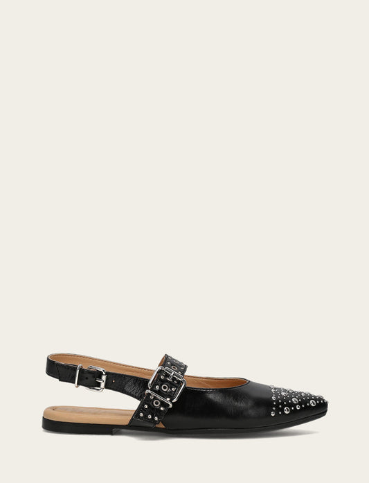 Women's Black Heather Slingback Studded Shoe | Frye Black