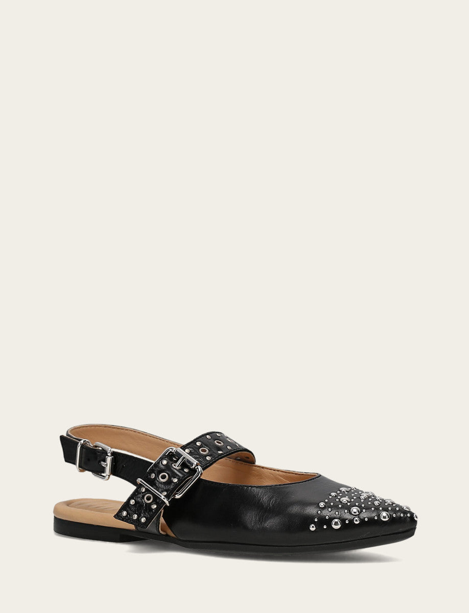 Women's Black Heather Slingback Studded Shoe | Frye Black
