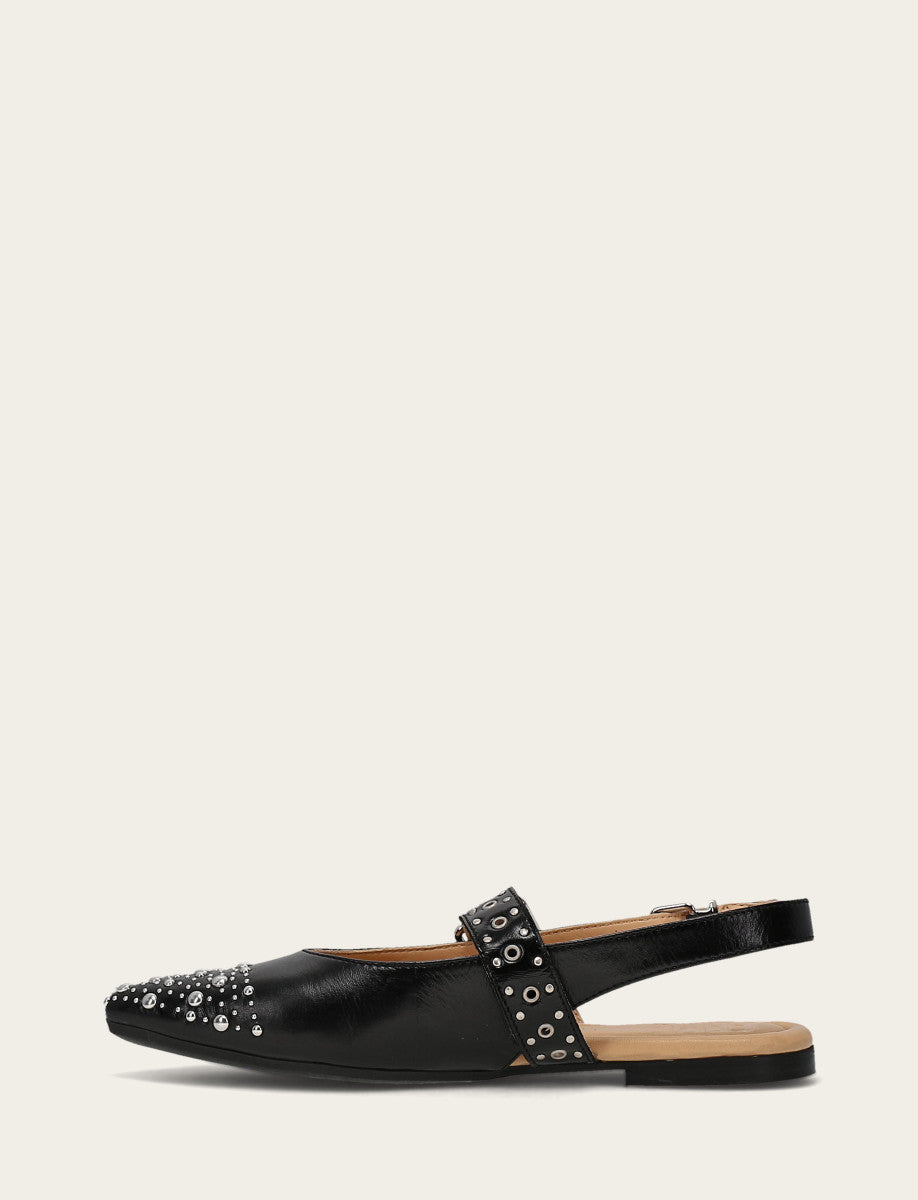 Women's Black Heather Slingback Studded Shoe | Frye Black