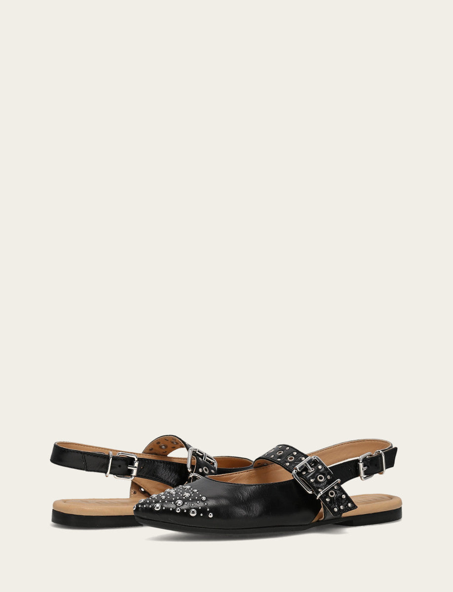 Women's Black Heather Slingback Studded Shoe | Frye Black