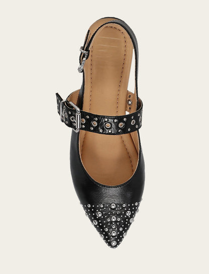 Women's Black Heather Slingback Studded Shoe | Frye Black