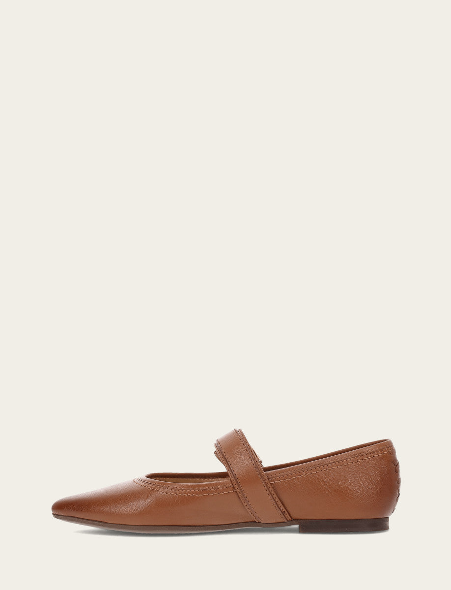 Women's Dark Latte Heather Buckle Mary Jane Flats | Frye Dark Latte
