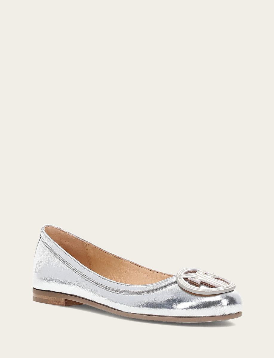 Women's Silver Carson Logo Ballet Flats | Frye Silver