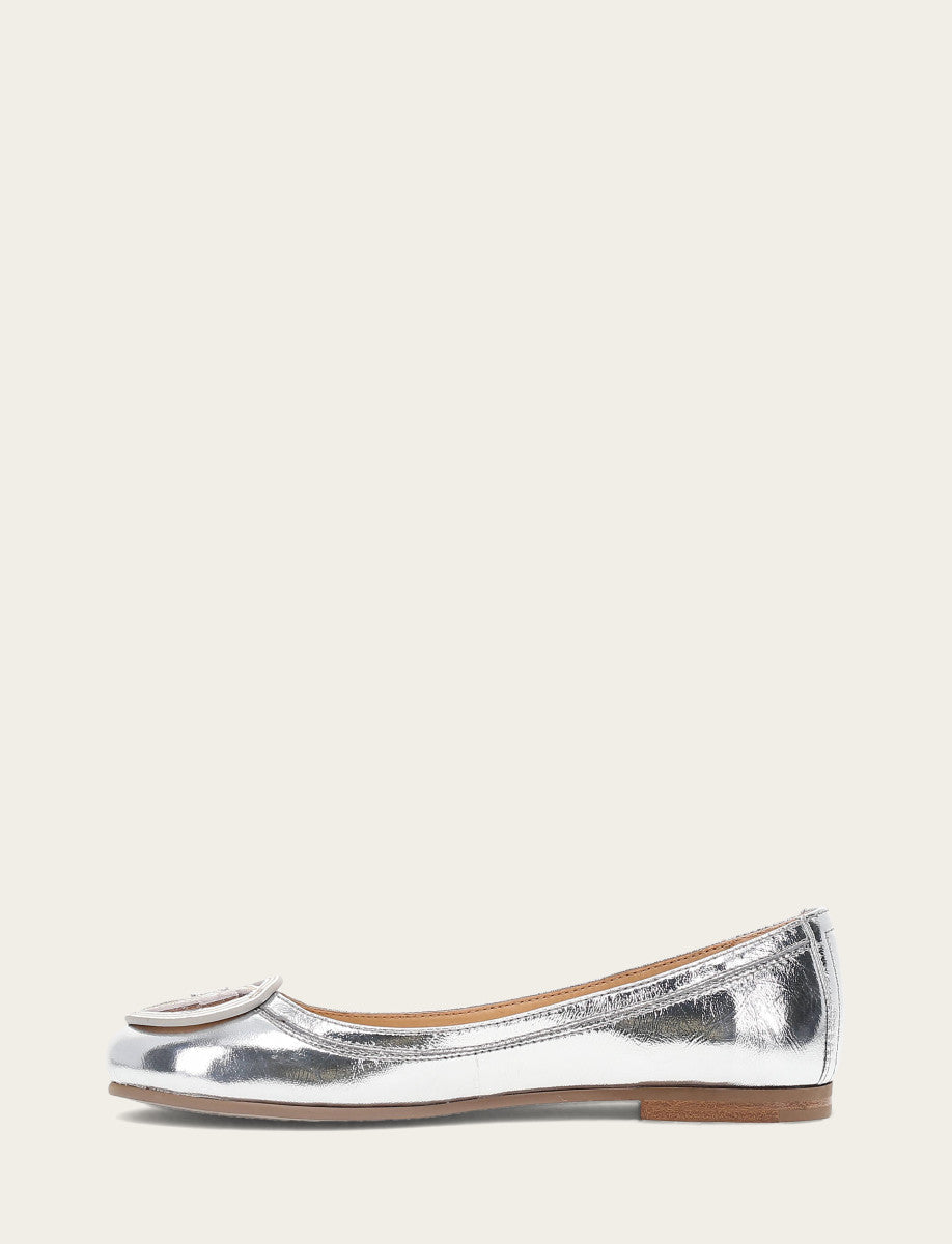 Women's Silver Carson Logo Ballet Flats | Frye Silver