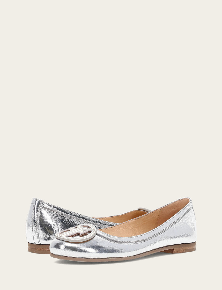 Women's Silver Carson Logo Ballet Flats | Frye Silver