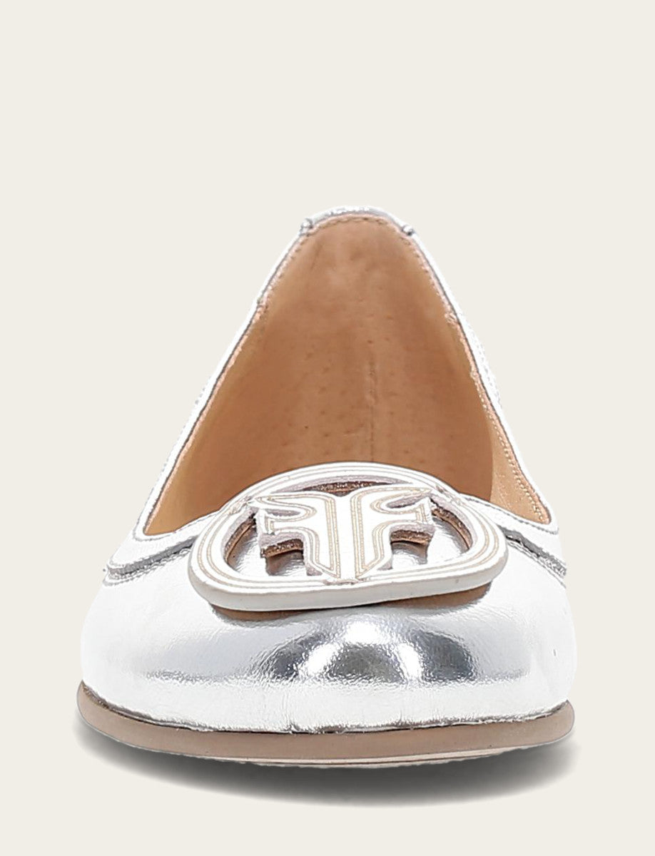 Women's Silver Carson Logo Ballet Flats | Frye Silver