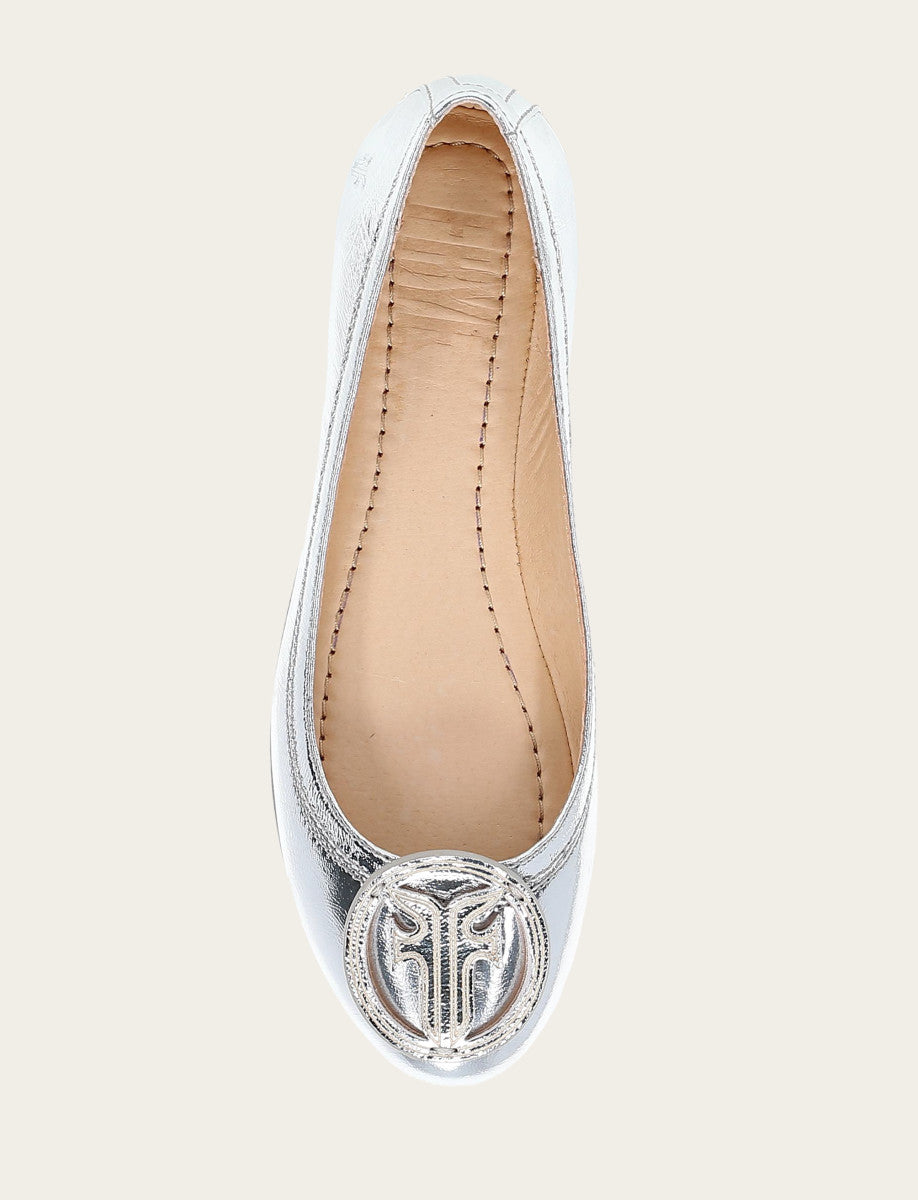 Women's Silver Carson Logo Ballet Flats | Frye Silver