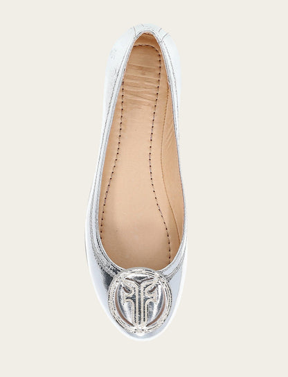 Women's Silver Carson Logo Ballet Flats | Frye Silver