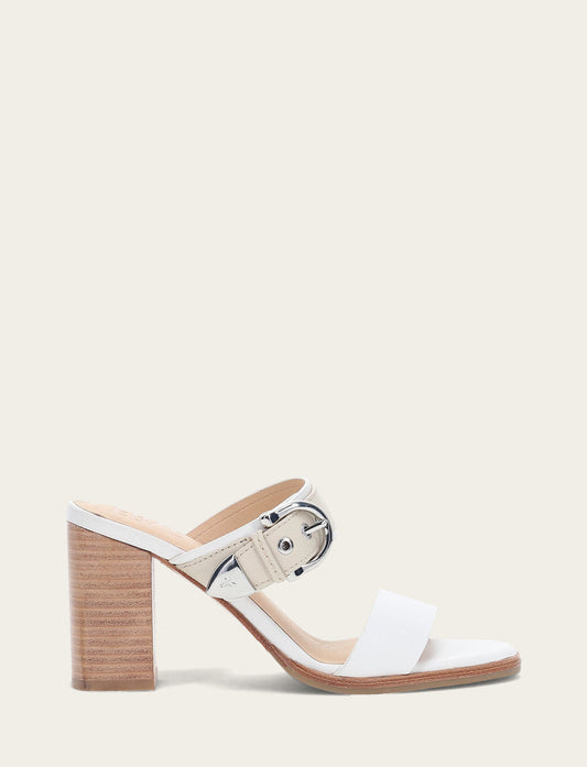 Women's White Ivory Stella Buckle Slide Sandals | Frye White/ivory