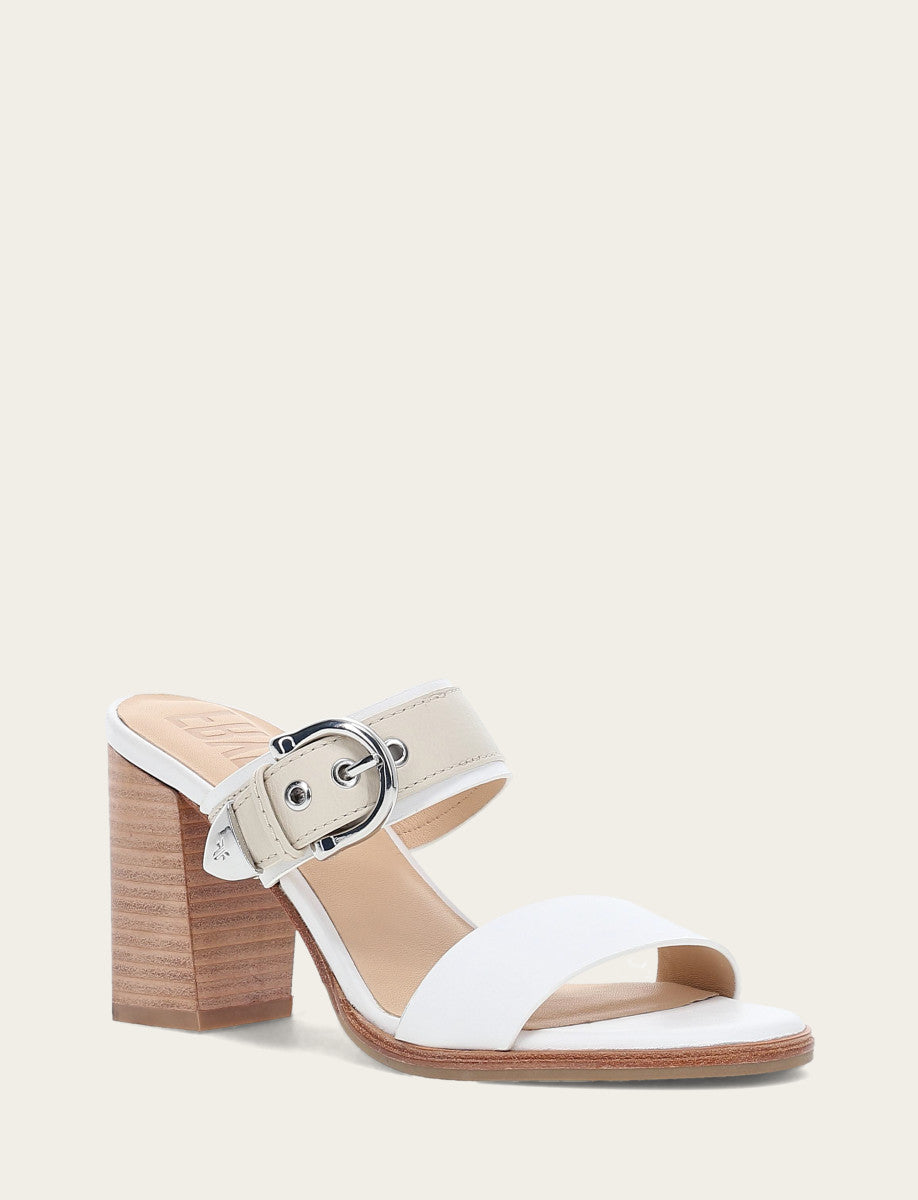 Women's White Ivory Stella Buckle Slide Sandals | Frye White/ivory