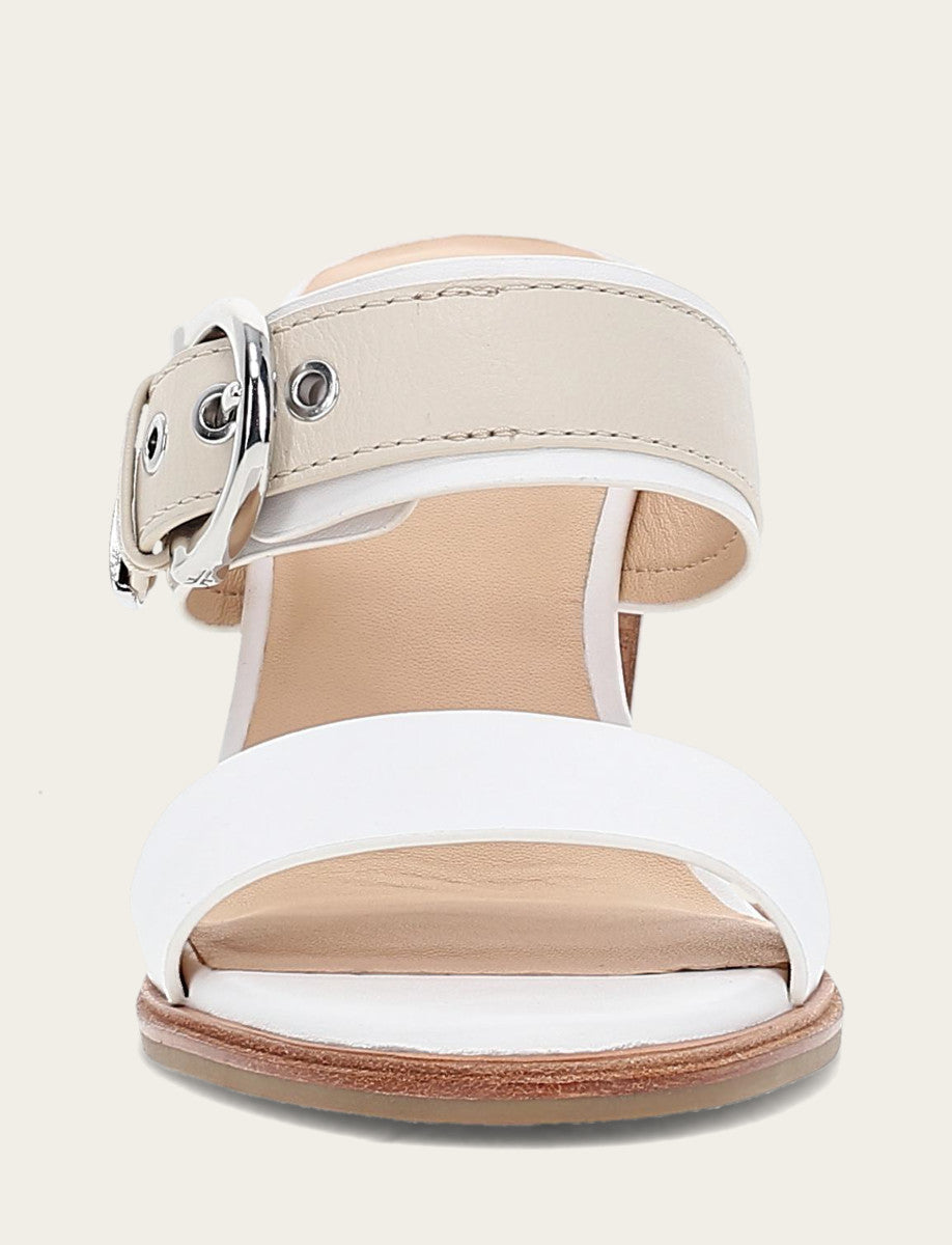 Women's White Ivory Stella Buckle Slide Sandals | Frye White/ivory