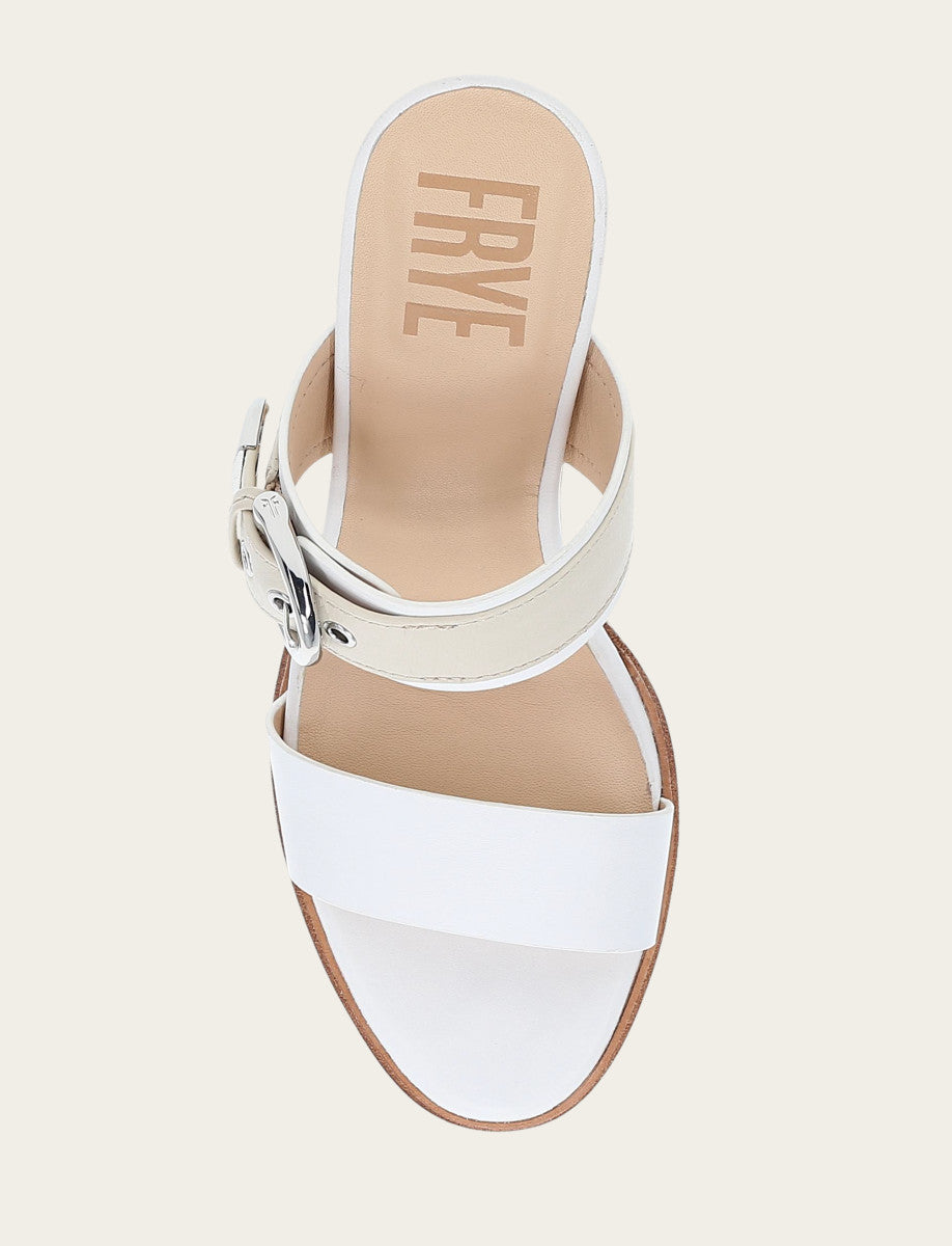 Women's White Ivory Stella Buckle Slide Sandals | Frye White/ivory