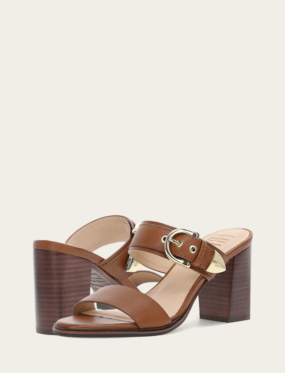 Frye Women's Dark Latte Stella Buckle Slide Sandals