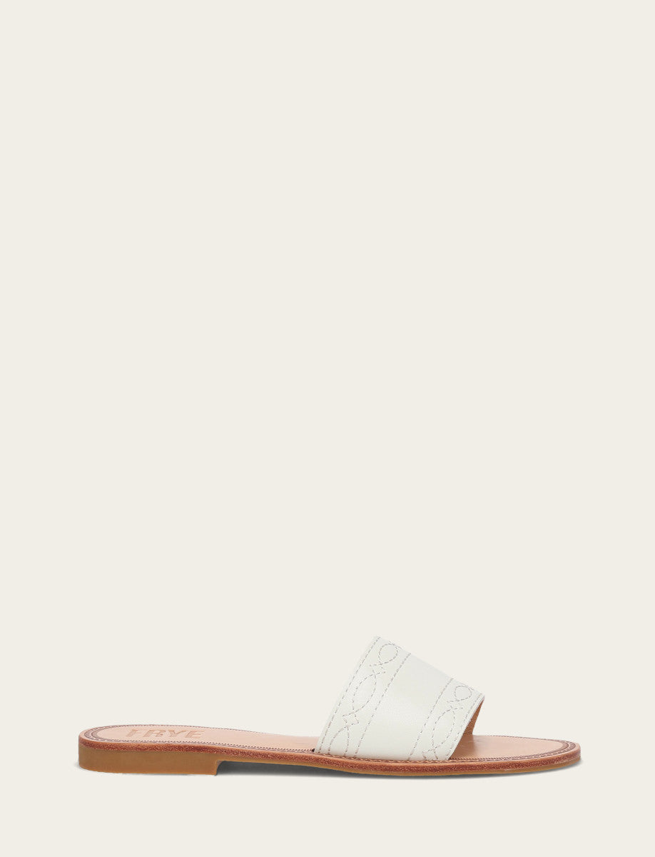 Women's White Ava Woodstock Slide Sandals | Frye White