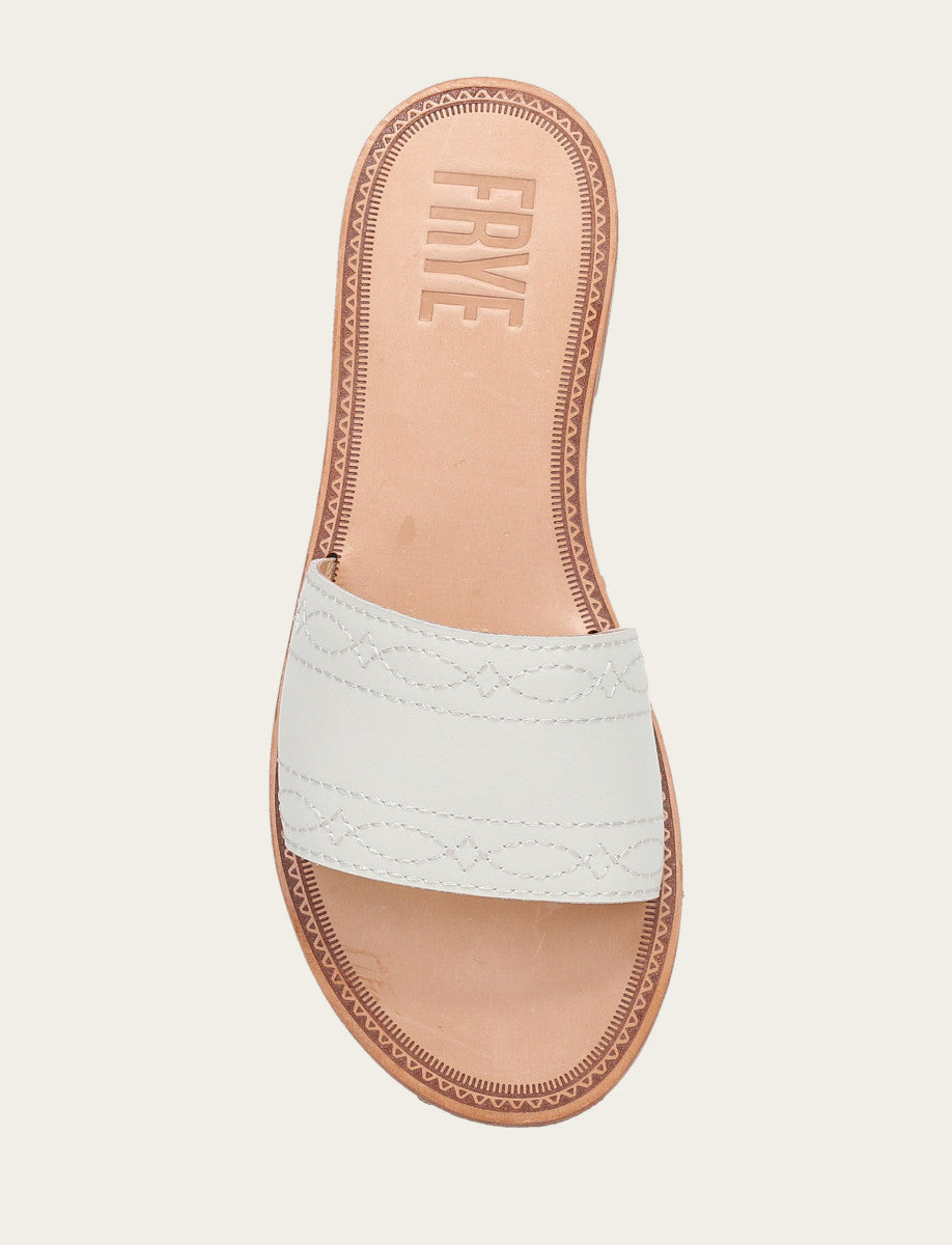Women's White Ava Woodstock Slide Sandals | Frye White