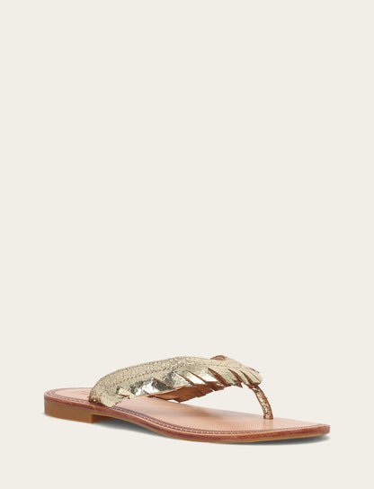 Women's Gold Mirror Ava Fringe Sandals | Frye Gold Mirror