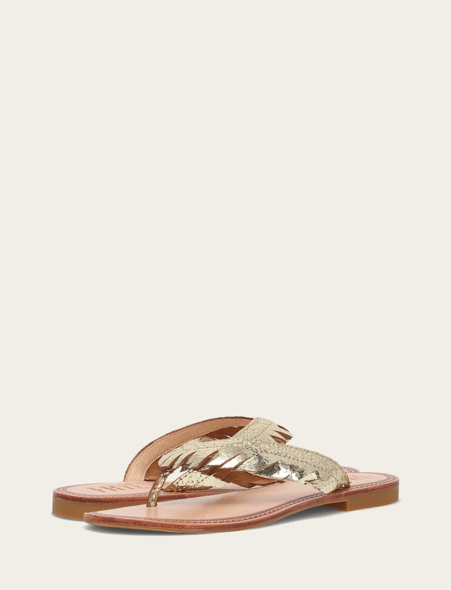 Women's Gold Mirror Ava Fringe Sandals | Frye Gold Mirror