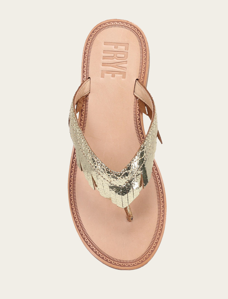 Women's Gold Mirror Ava Fringe Sandals | Frye Gold Mirror
