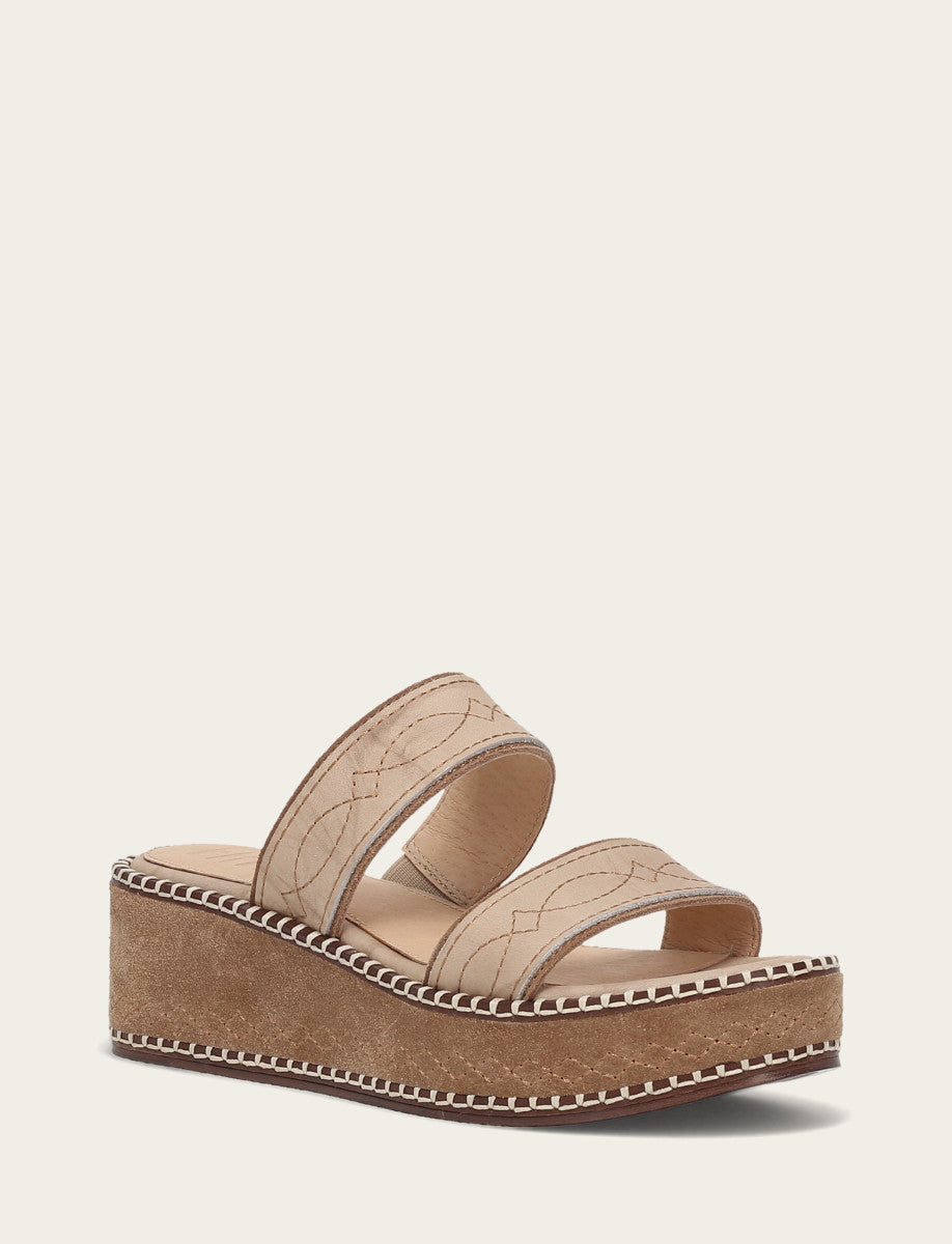 Women's Almond Joy Woodstock 2 Band Platform Slide Sandals | Frye Natural/ Almond