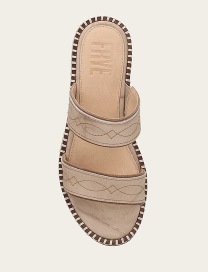 Women's Almond Joy Woodstock 2 Band Platform Slide Sandals | Frye Natural/ Almond