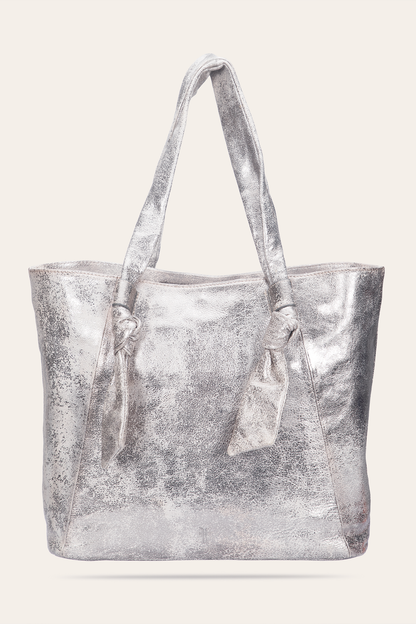 Women's Nora Knotted Tote Bag | Frye Cream Metallic