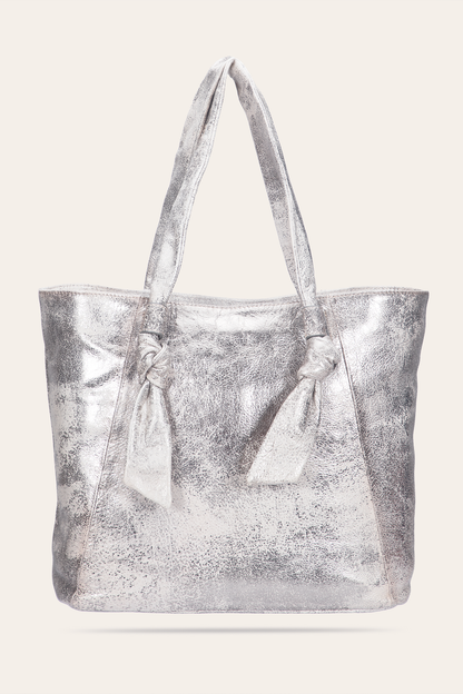 Women's Nora Knotted Tote Bag | Frye Cream Metallic