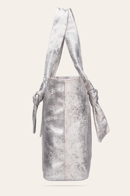 Women's Nora Knotted Tote Bag | Frye Cream Metallic