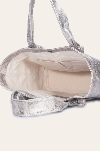 Women's Nora Knotted Tote Bag | Frye Cream Metallic